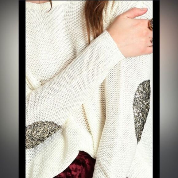 Tobi Cream Sweater with Elbow Detail - Picture 11 of 12